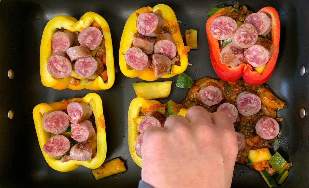 Red Peppers with sausages